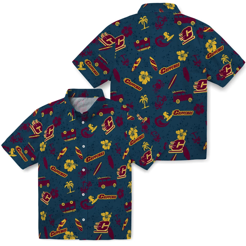 Central Michigan Chippewas Hawaiian Shirt - Beach Vibe | Hula Hawaiian Shirts