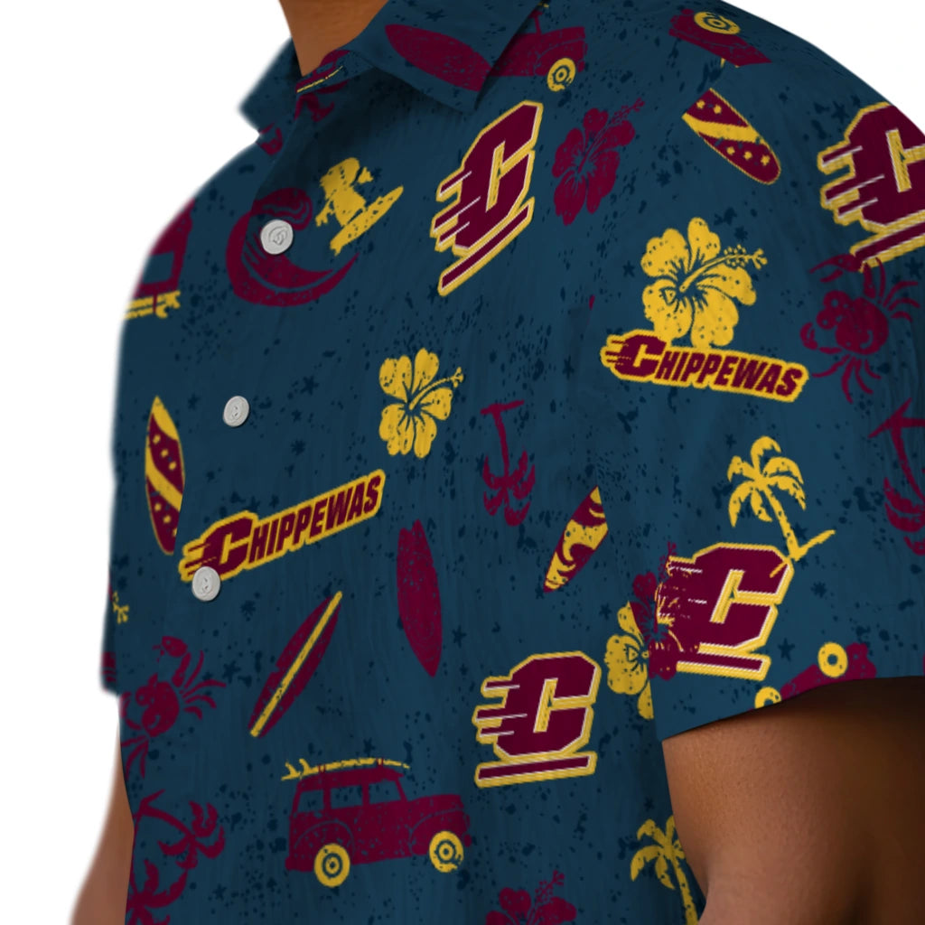 Central Michigan Chippewas Hawaiian Shirt - Beach Vibe | Hula Hawaiian Shirts
