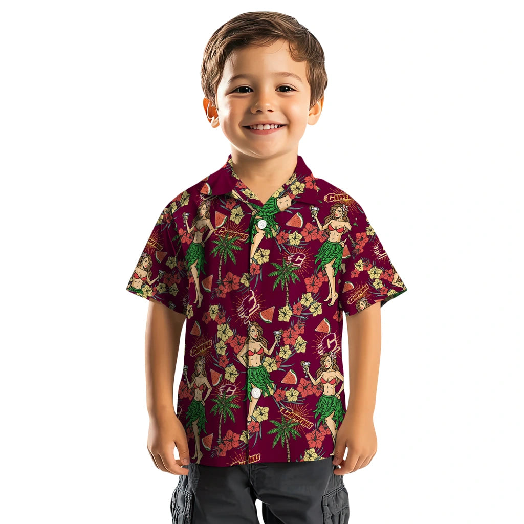 Central Michigan Chippewas Hawaiian Shirt - Hawaiian Girls Design | Hula Hawaiian Shirts