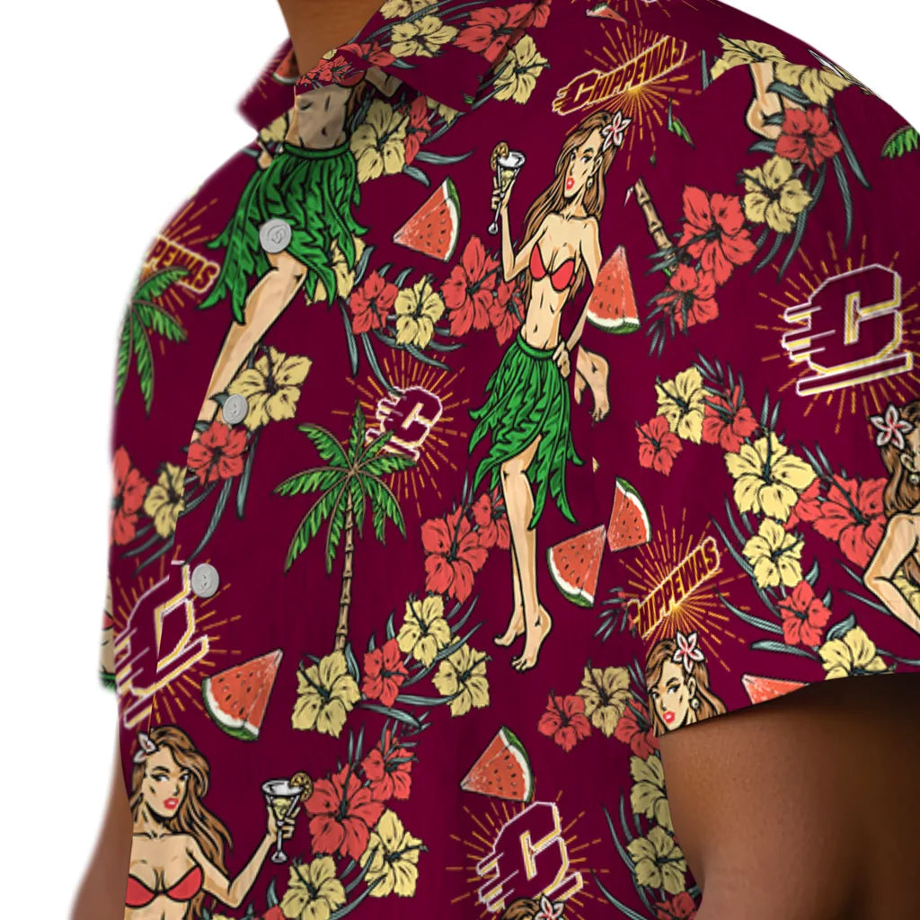 Central Michigan Chippewas Hawaiian Shirt - Hawaiian Girls Design | Hula Hawaiian Shirts