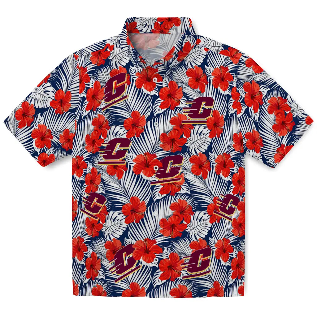 Central Michigan Chippewas Hawaiian Shirt - Hibiscus Fiesta | Hula Hawaiian Shirts