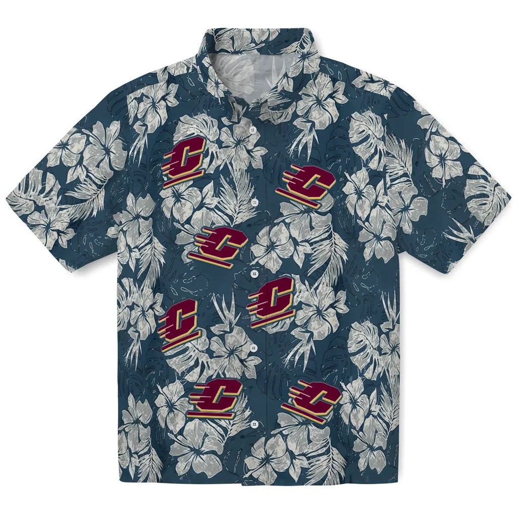 Central Michigan Chippewas Hawaiian Shirt - Hibiscus Flowers | Hula Hawaiian Shirts