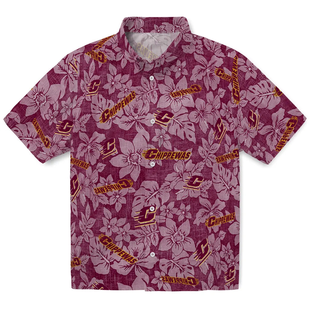 Central Michigan Chippewas Hawaiian Shirt - Hibiscus Oasis | Hula Hawaiian Shirts