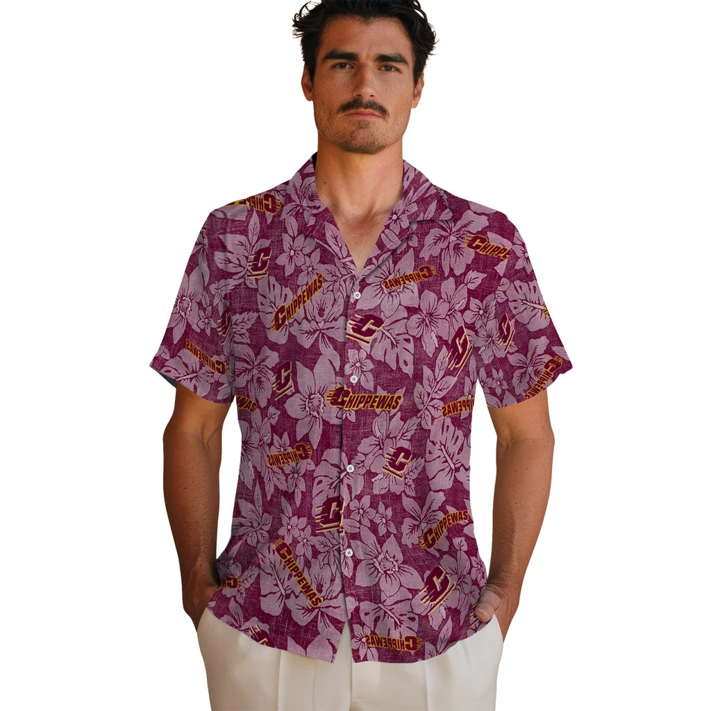 Central Michigan Chippewas Hawaiian Shirt - Hibiscus Oasis | Hula Hawaiian Shirts