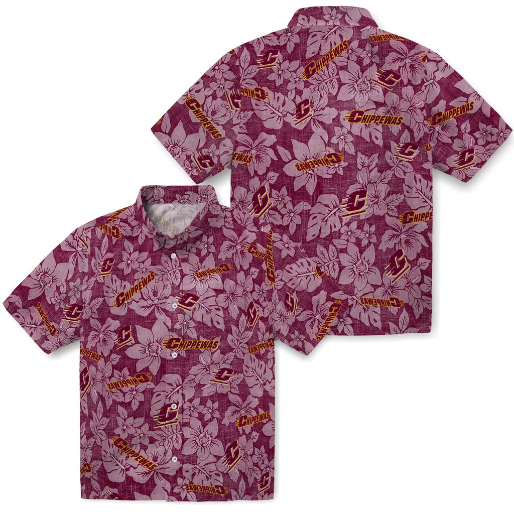Central Michigan Chippewas Hawaiian Shirt - Hibiscus Oasis | Hula Hawaiian Shirts