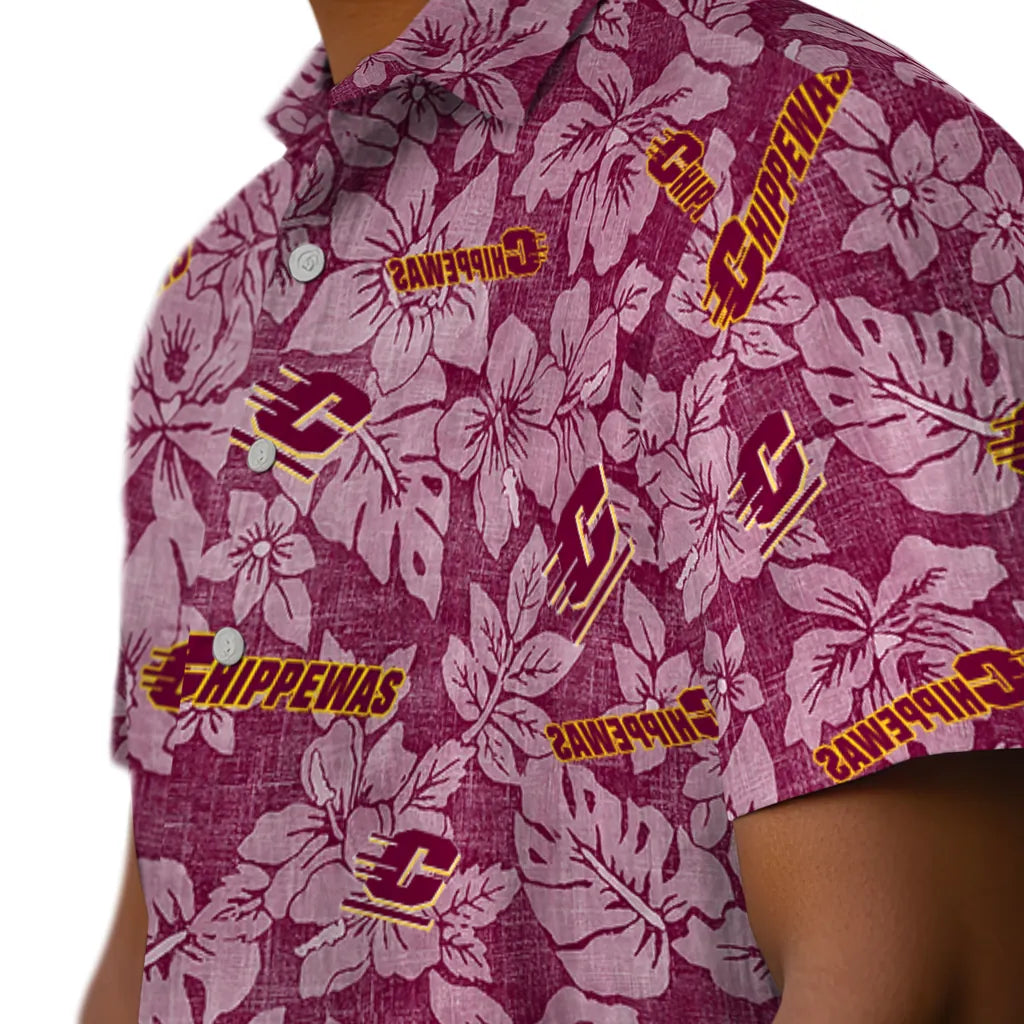 Central Michigan Chippewas Hawaiian Shirt - Hibiscus Oasis | Hula Hawaiian Shirts