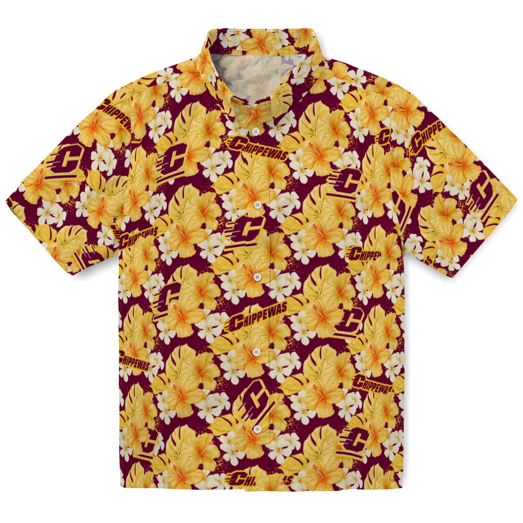 Central Michigan Chippewas Hawaiian Shirt - Hibiscus Tropics | Hula Hawaiian Shirts