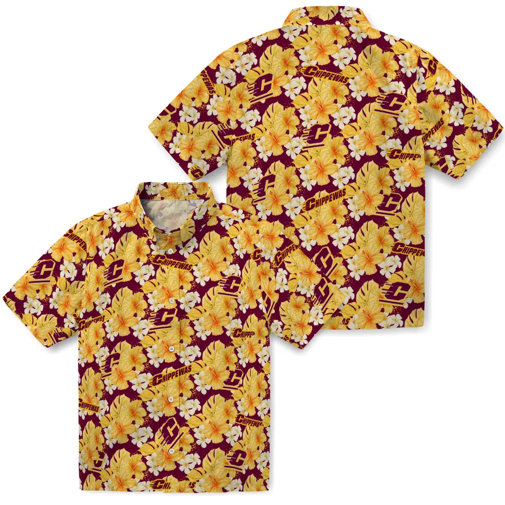 Central Michigan Chippewas Hawaiian Shirt - Hibiscus Tropics | Hula Hawaiian Shirts