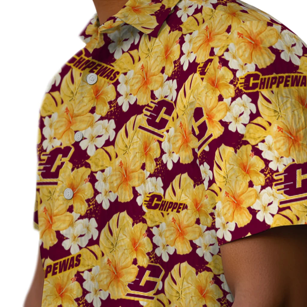 Central Michigan Chippewas Hawaiian Shirt - Hibiscus Tropics | Hula Hawaiian Shirts