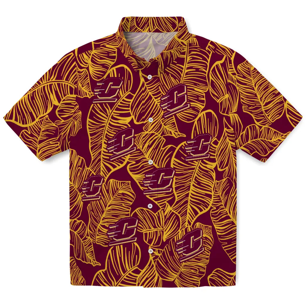 Central Michigan Chippewas Hawaiian Shirt - Leaf Outline | Hula Hawaiian Shirts