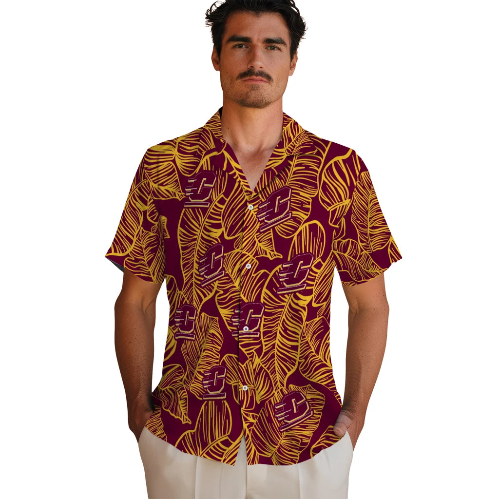 Central Michigan Chippewas Hawaiian Shirt - Leaf Outline | Hula Hawaiian Shirts