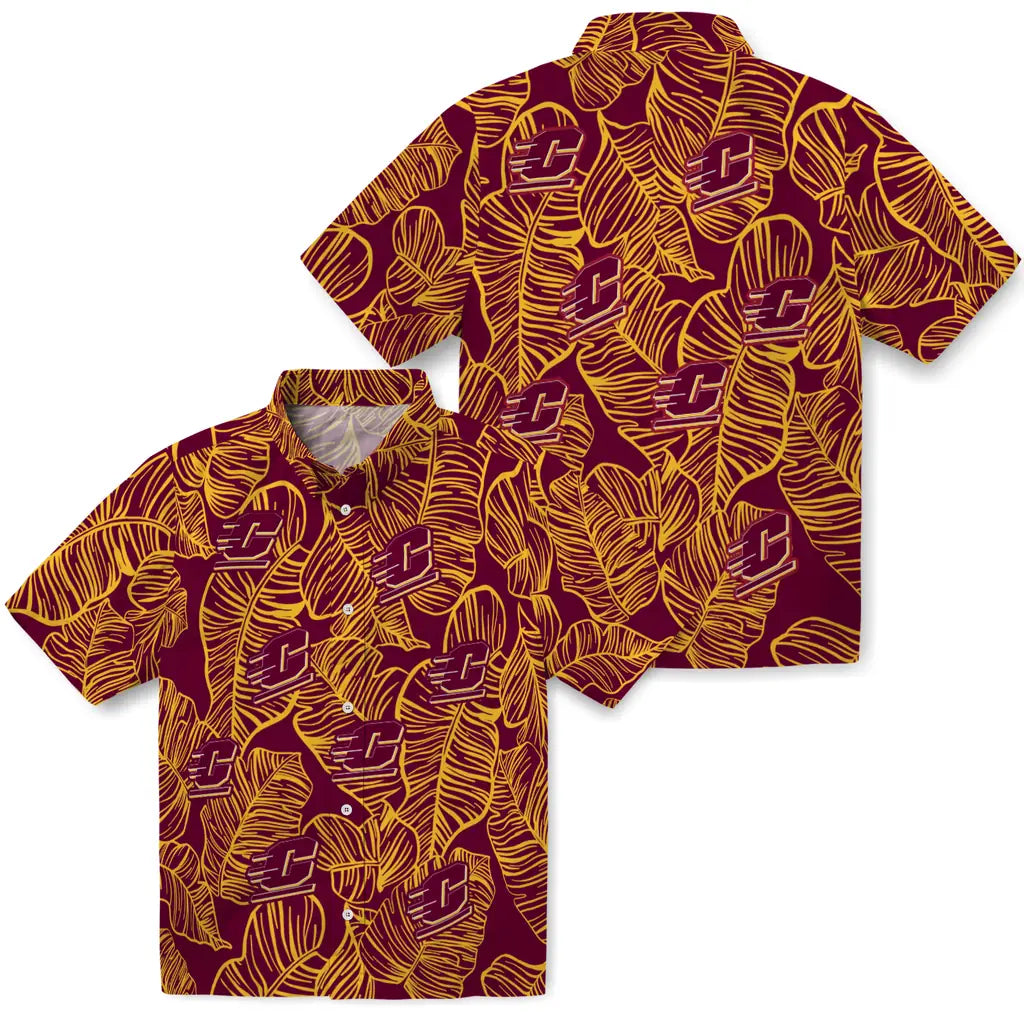 Central Michigan Chippewas Hawaiian Shirt - Leaf Outline | Hula Hawaiian Shirts