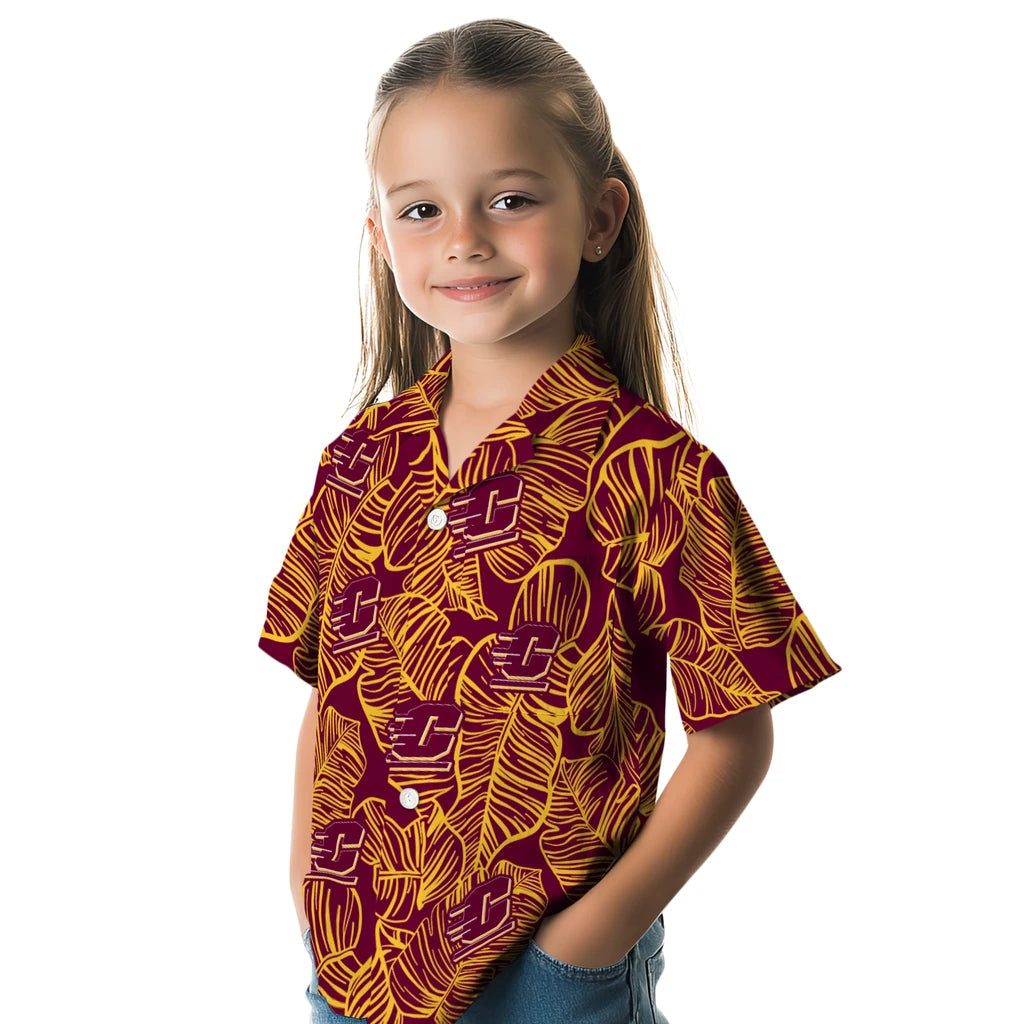 Central Michigan Chippewas Hawaiian Shirt - Leaf Outline | Hula Hawaiian Shirts