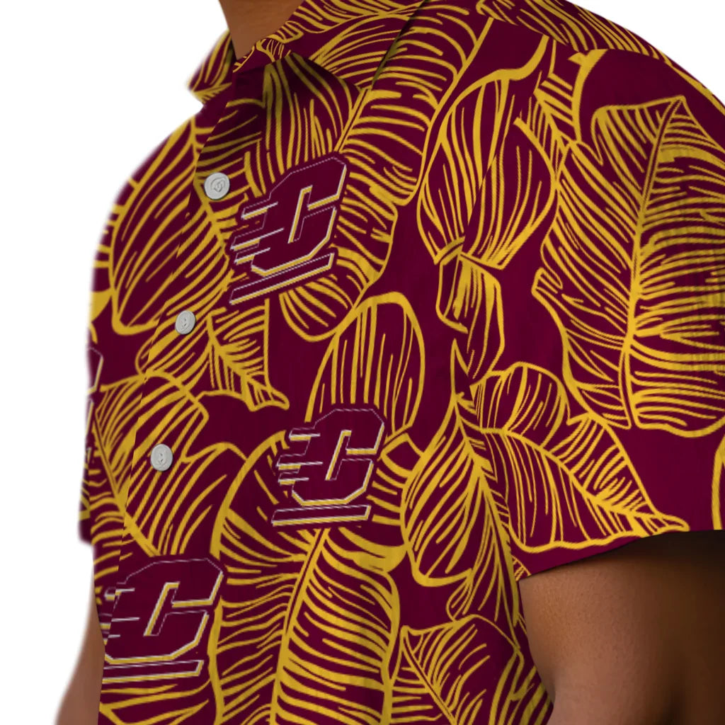 Central Michigan Chippewas Hawaiian Shirt - Leaf Outline | Hula Hawaiian Shirts