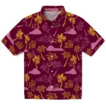 Central Michigan Chippewas Hawaiian Shirt - Palm And Clouds | Hula Hawaiian Shirts