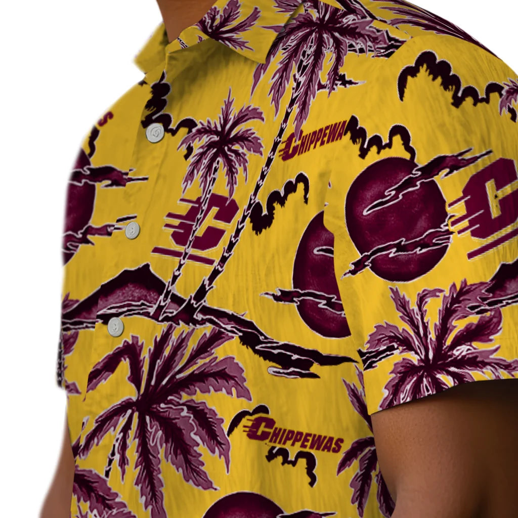 Central Michigan Chippewas Hawaiian Shirt - Palm Sunset | Hula Hawaiian Shirts