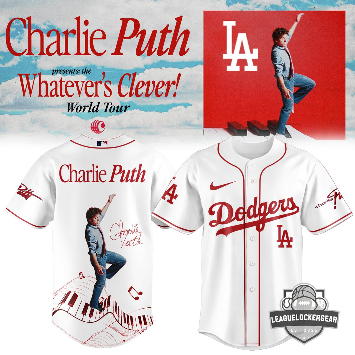 MLB All Team x Charlie Puth Whatever's Clever! World Tour Baseball Jersey - LeagueLockerGear