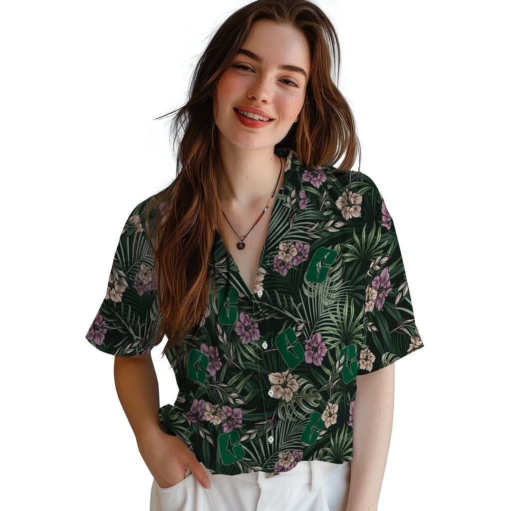 Charlotte 49ers Hawaiian Shirt - Hibiscus Leaves Pattern | Hula Hawaiian Shirts