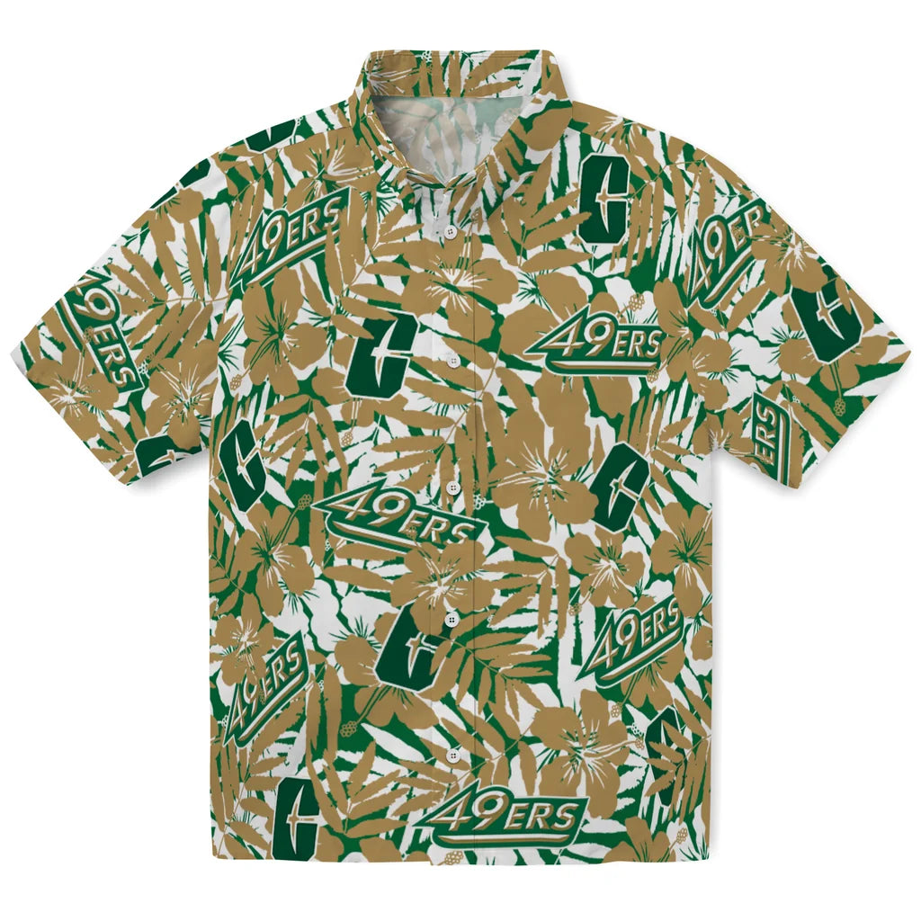 Charlotte 49ers Hawaiian Shirt - Hibiscus Overlay | Hula Hawaiian Shirts