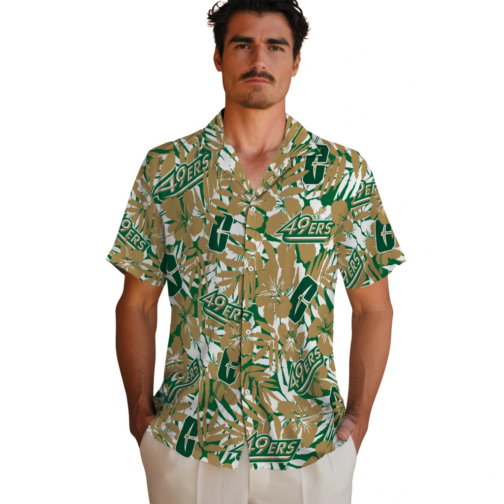 Charlotte 49ers Hawaiian Shirt - Hibiscus Overlay | Hula Hawaiian Shirts