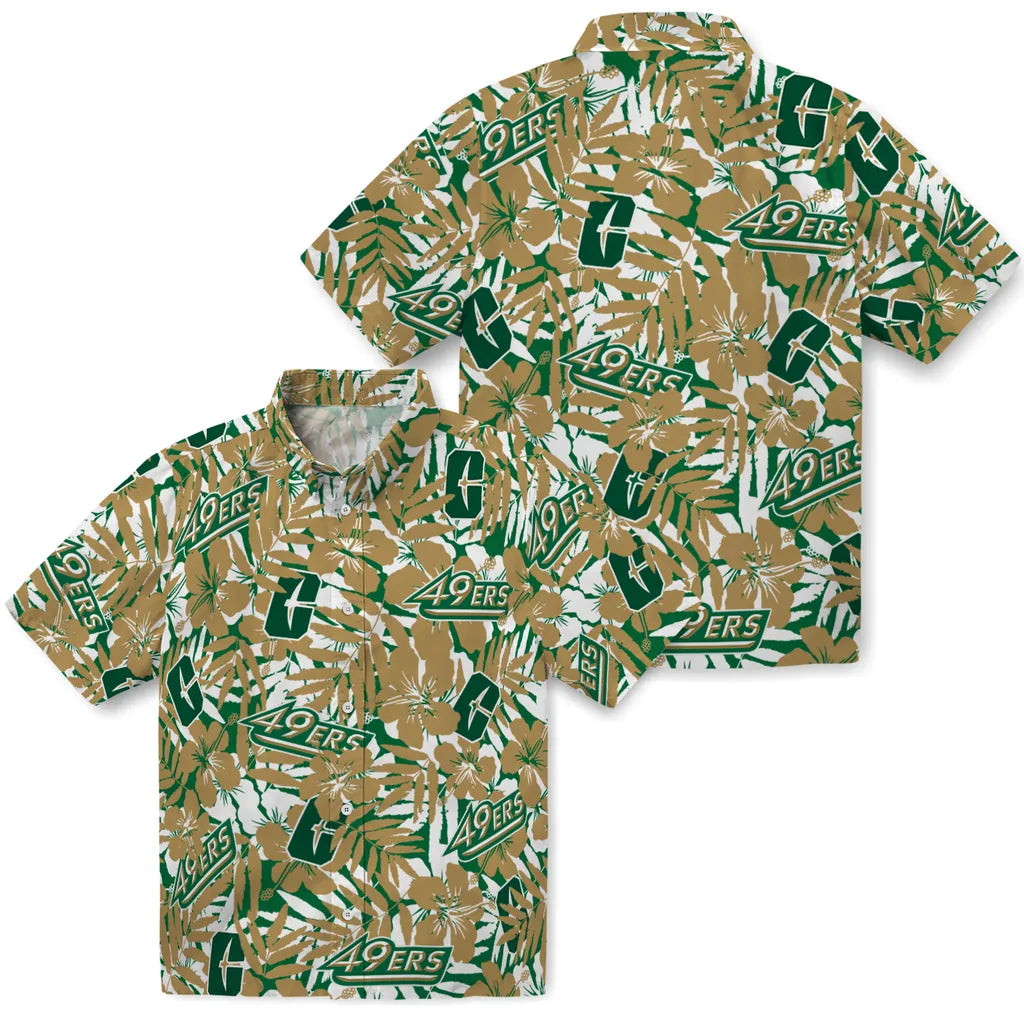 Charlotte 49ers Hawaiian Shirt - Hibiscus Overlay | Hula Hawaiian Shirts