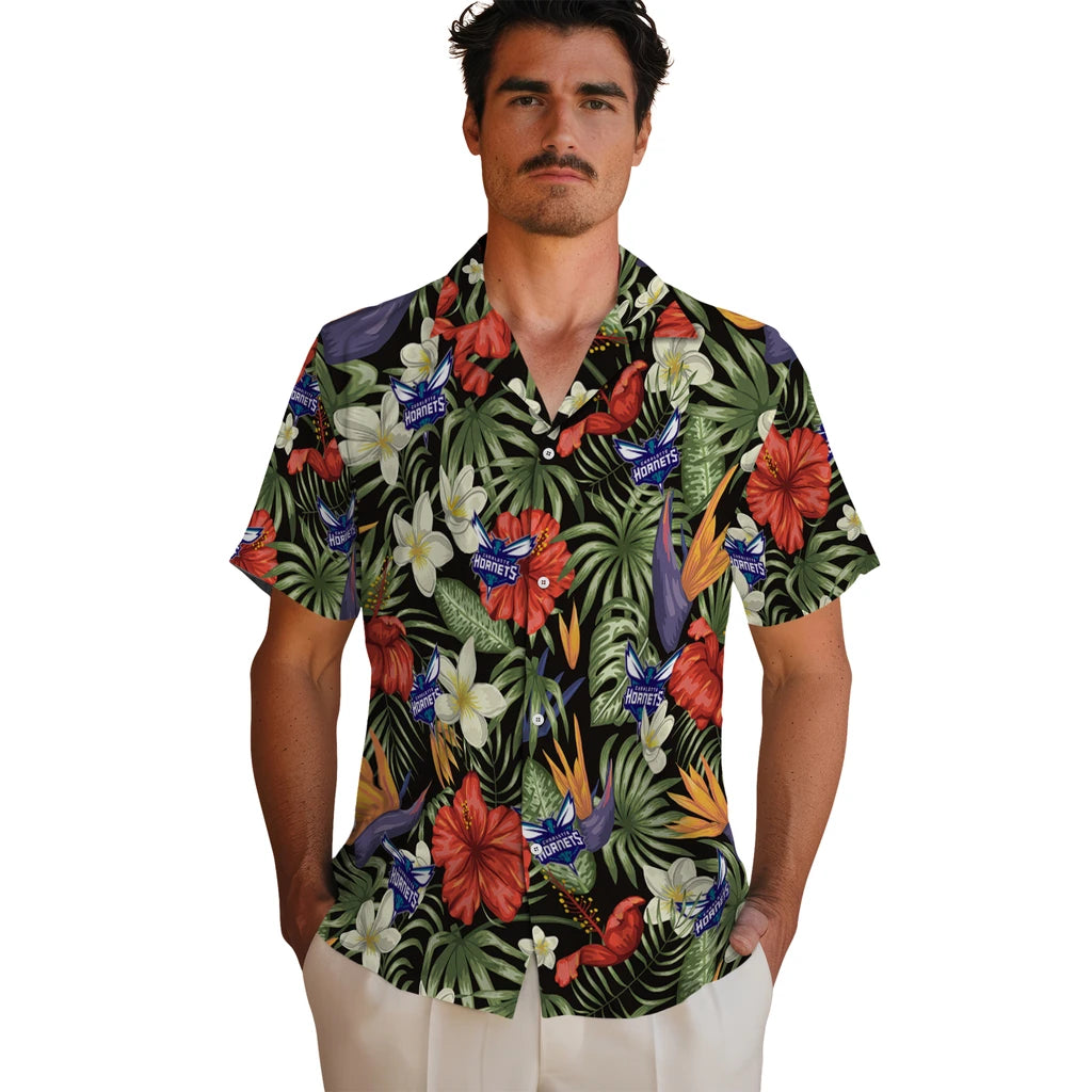 Charlotte Hornets Hawaiian Shirt - Hawaii Floral Hibiscus | Hula Hawaiian Shirts