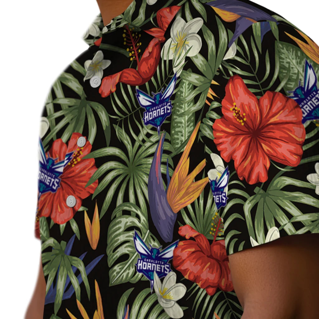 Charlotte Hornets Hawaiian Shirt - Hawaii Floral Hibiscus | Hula Hawaiian Shirts