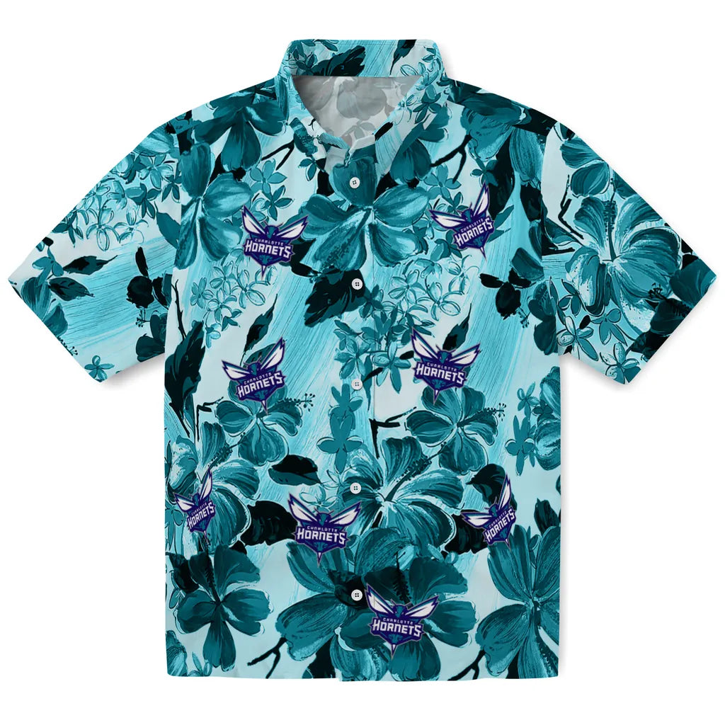 Charlotte Hornets Hawaiian Shirt - Hibiscus Arrangement | Hula Hawaiian Shirts