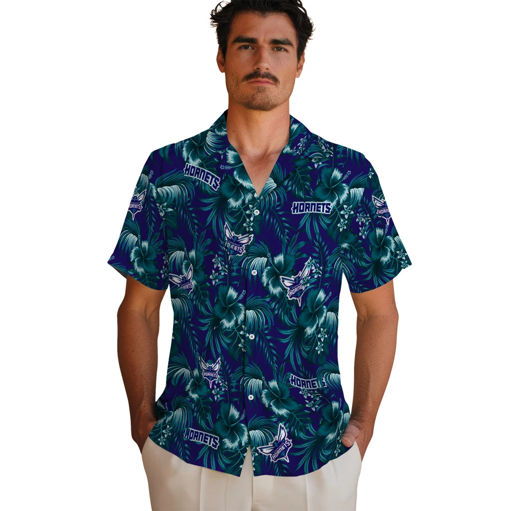 Charlotte Hornets Hawaiian Shirt - Hibiscus Exotic | Hula Hawaiian Shirts