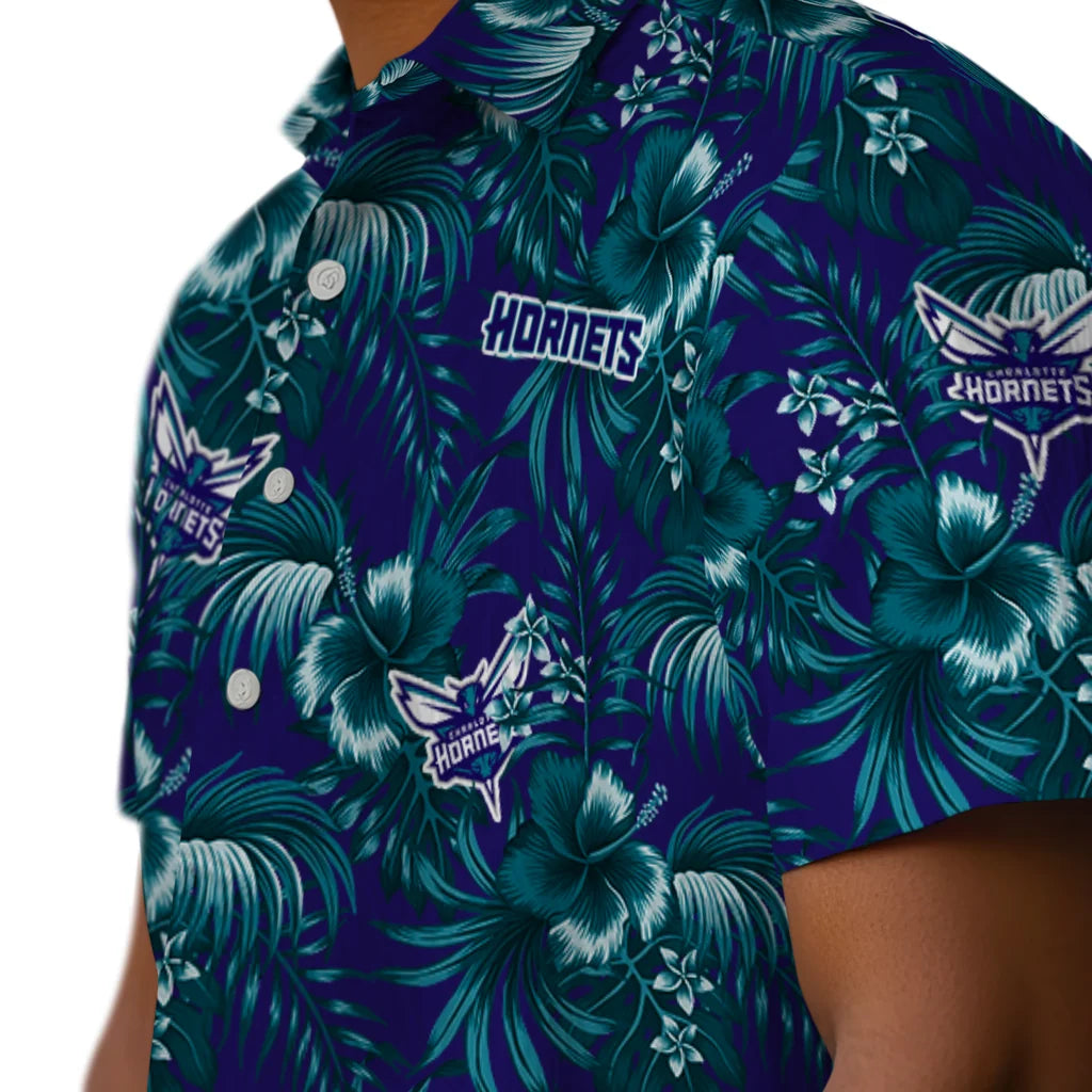 Charlotte Hornets Hawaiian Shirt - Hibiscus Exotic | Hula Hawaiian Shirts