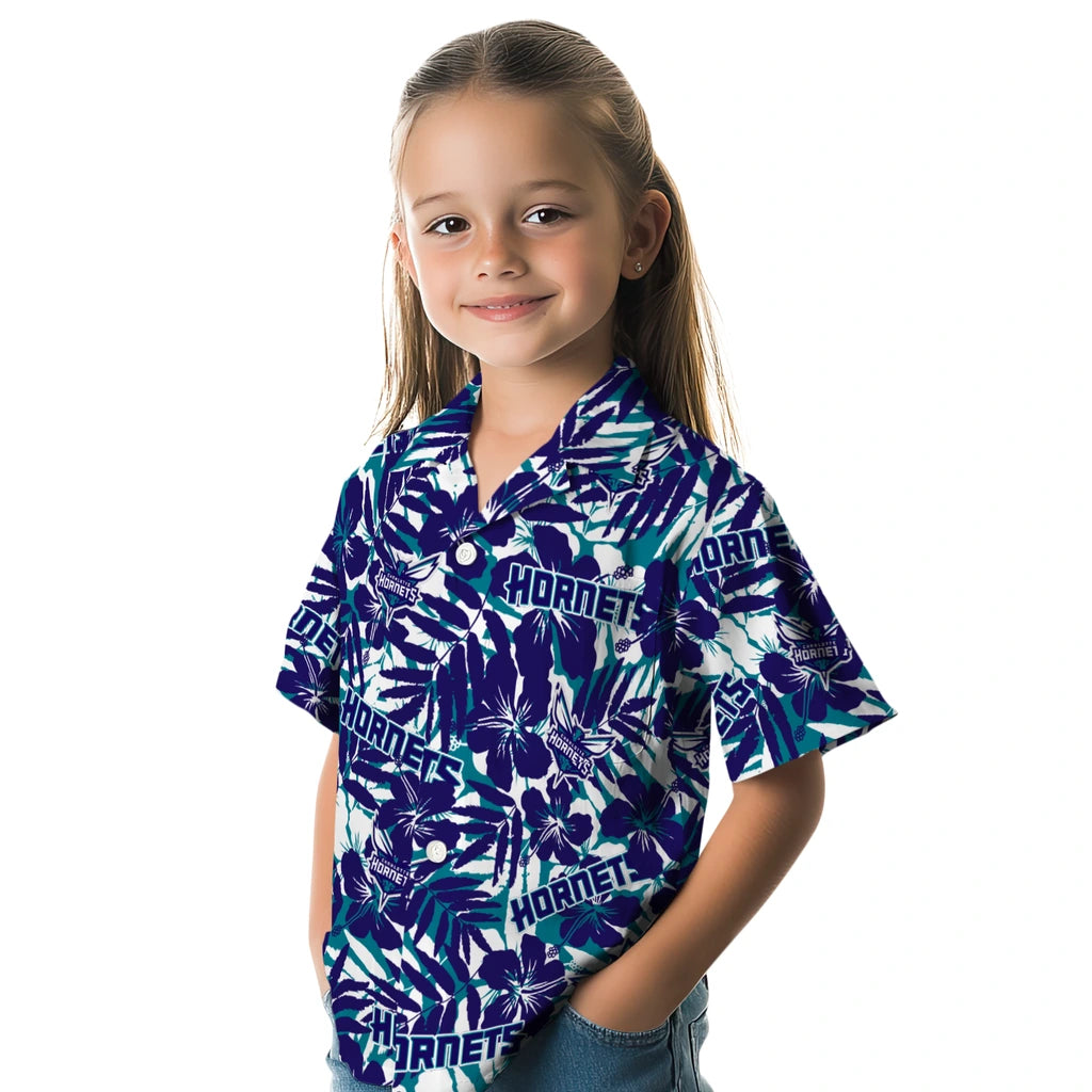 Charlotte Hornets Hawaiian Shirt - Hibiscus Overlay | Hula Hawaiian Shirts
