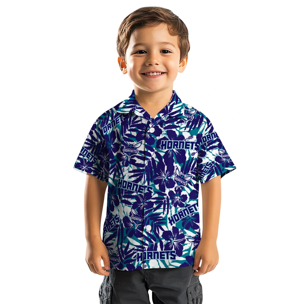 Charlotte Hornets Hawaiian Shirt - Hibiscus Overlay | Hula Hawaiian Shirts