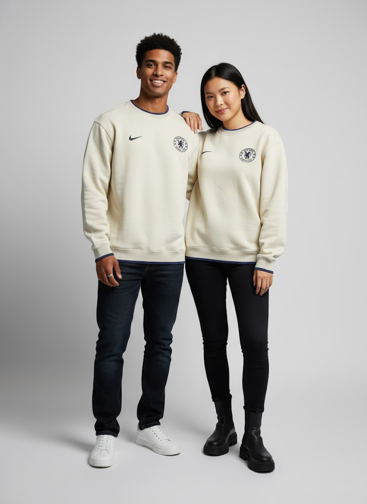 Chelsea Heritage Sweater – Retro Edition 2025 | Beige & Navy Knit - LeagueLockerGear