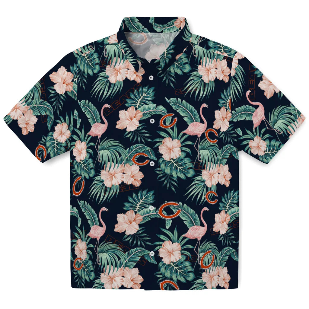 Chicago Bears Hawaiian Shirt - Flamingo and Hibiscus | Hula Hawaiian Shirts