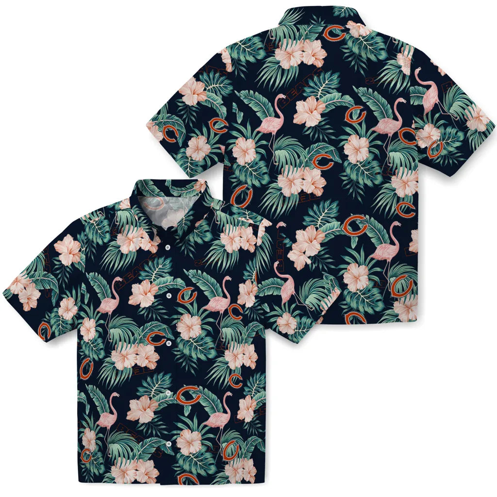 Chicago Bears Hawaiian Shirt - Flamingo and Hibiscus | Hula Hawaiian Shirts
