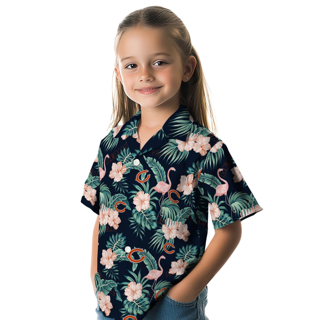 Chicago Bears Hawaiian Shirt - Flamingo and Hibiscus | Hula Hawaiian Shirts
