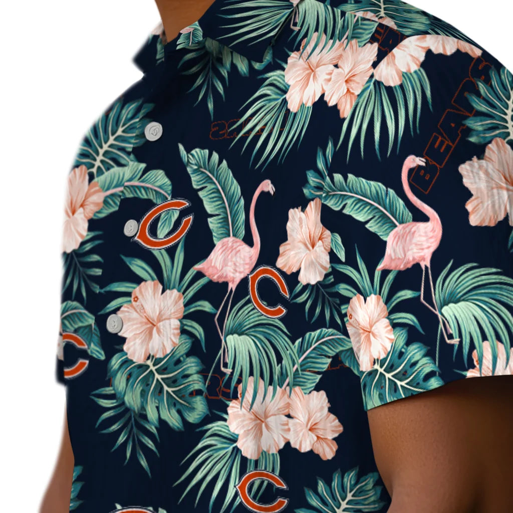Chicago Bears Hawaiian Shirt - Flamingo and Hibiscus | Hula Hawaiian Shirts
