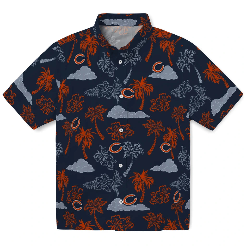 Chicago Bears Hawaiian Shirt - Palm And Clouds | Hula Hawaiian Shirts