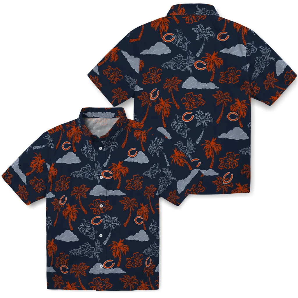 Chicago Bears Hawaiian Shirt - Palm And Clouds | Hula Hawaiian Shirts
