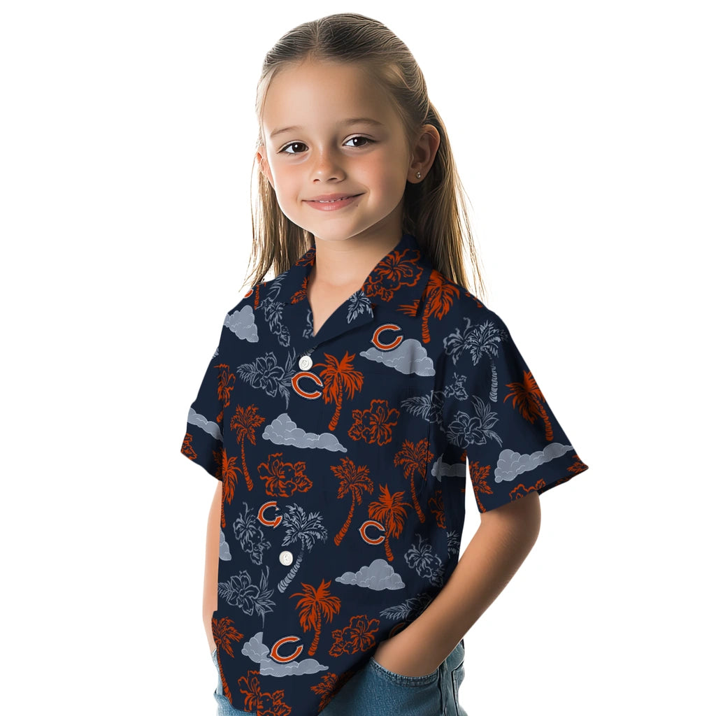 Chicago Bears Hawaiian Shirt - Palm And Clouds | Hula Hawaiian Shirts