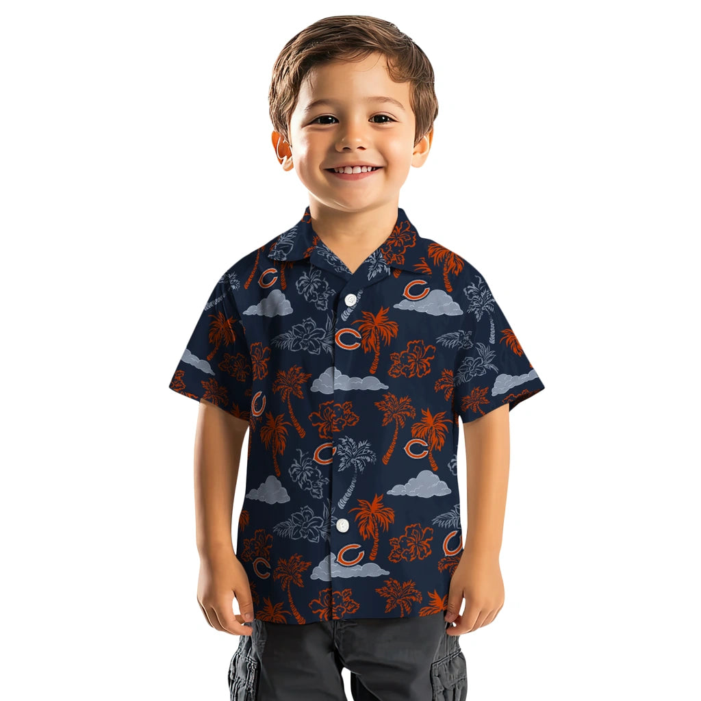 Chicago Bears Hawaiian Shirt - Palm And Clouds | Hula Hawaiian Shirts