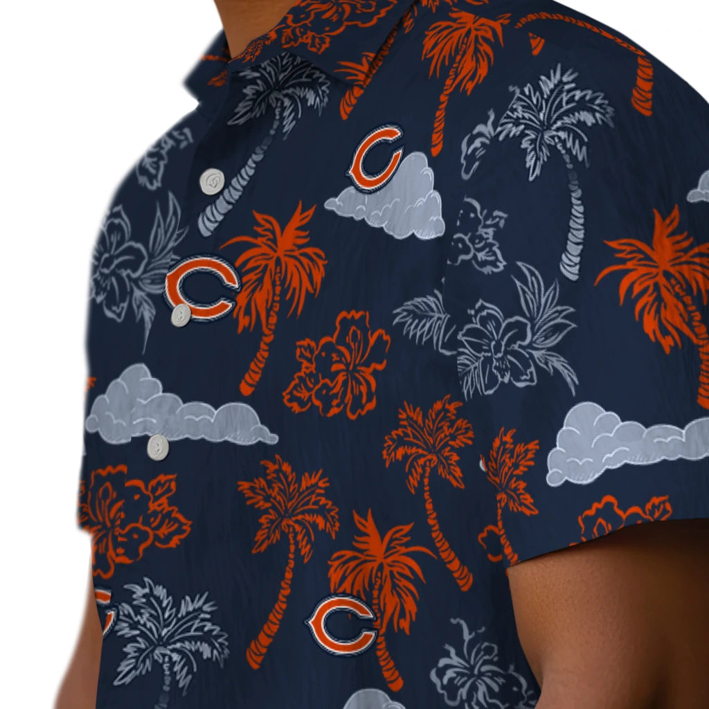 Chicago Bears Hawaiian Shirt - Palm And Clouds | Hula Hawaiian Shirts