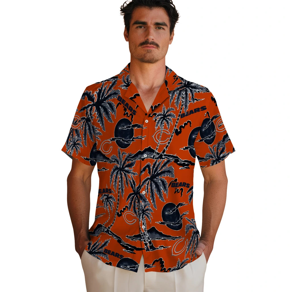 Chicago Bears Hawaiian Shirt - Palm Sunset | Hula Hawaiian Shirts