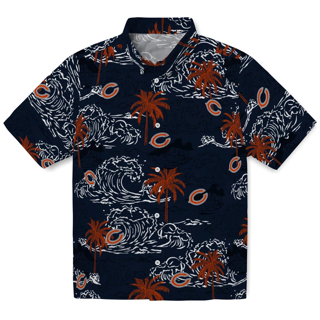Chicago Bears Hawaiian Shirt - Wave Palm | Hula Hawaiian Shirts