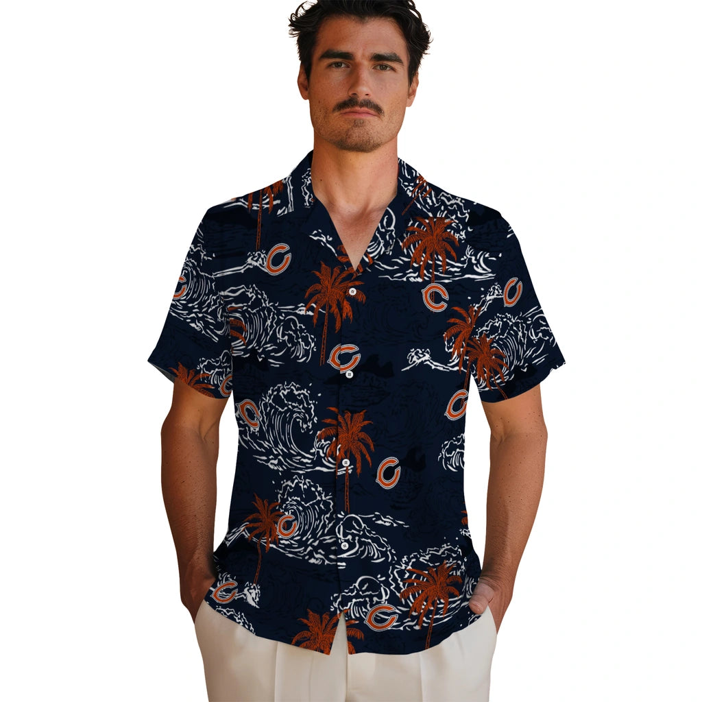 Chicago Bears Hawaiian Shirt - Wave Palm | Hula Hawaiian Shirts