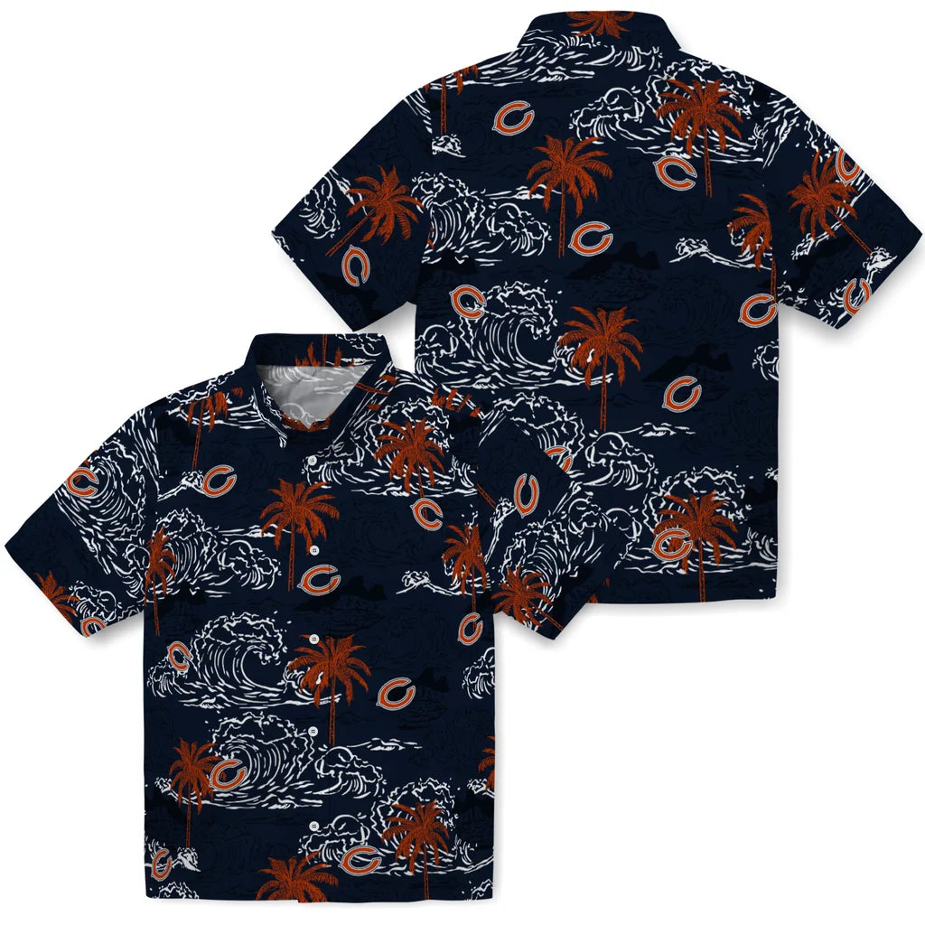 Chicago Bears Hawaiian Shirt - Wave Palm | Hula Hawaiian Shirts