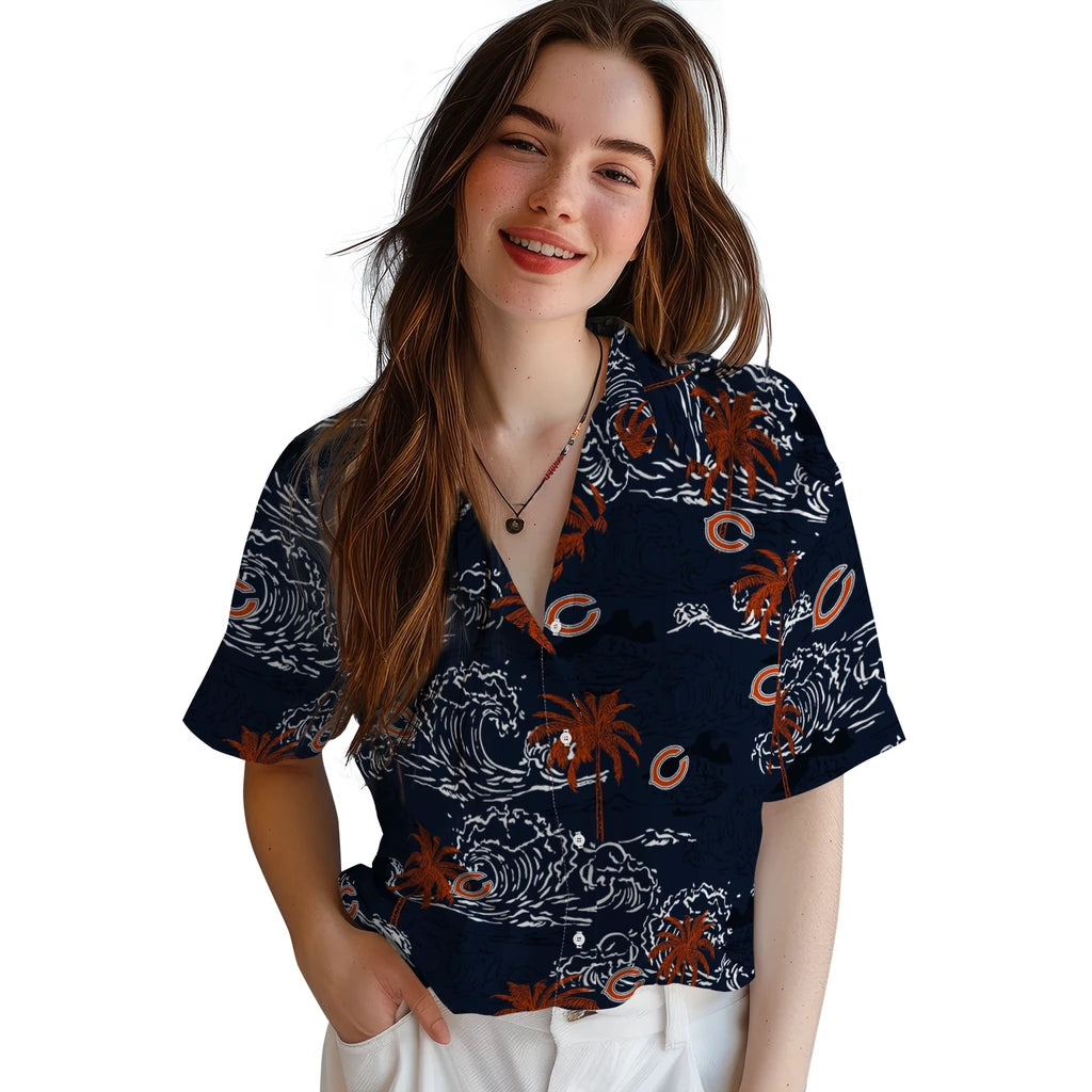 Chicago Bears Hawaiian Shirt - Wave Palm | Hula Hawaiian Shirts