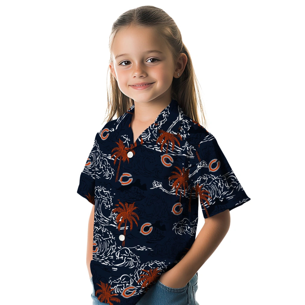 Chicago Bears Hawaiian Shirt - Wave Palm | Hula Hawaiian Shirts