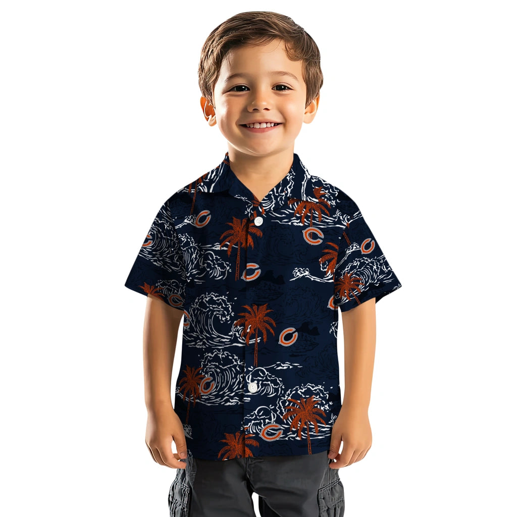Chicago Bears Hawaiian Shirt - Wave Palm | Hula Hawaiian Shirts