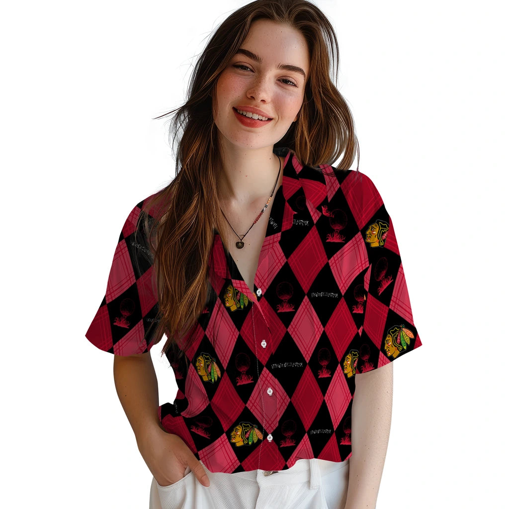 Chicago Blackhawks Hawaiian Shirt - Golfing Plaid | Hula Hawaiian Shirts